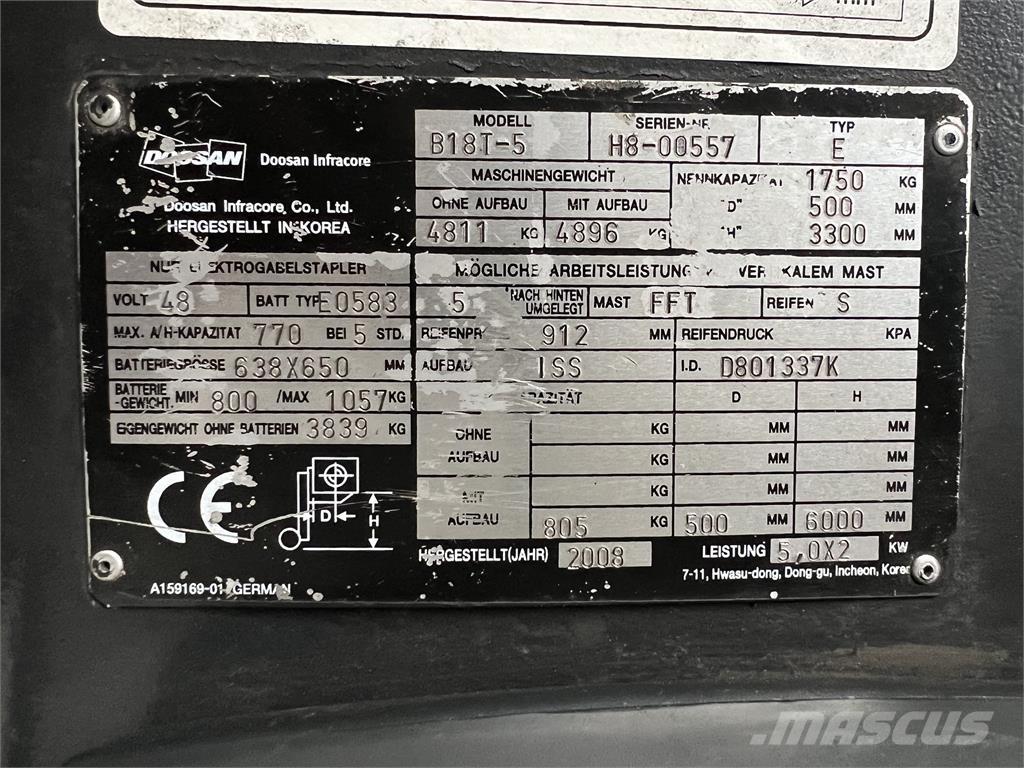 Doosan B18T-5 Električni viličarji