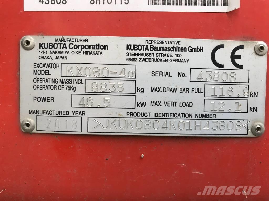 Kubota KX 080-4 Midi bagri 7t – 12t