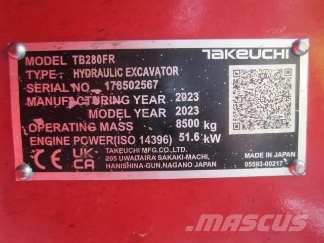 Takeuchi TB 280 FR Midi bagri 7t – 12t
