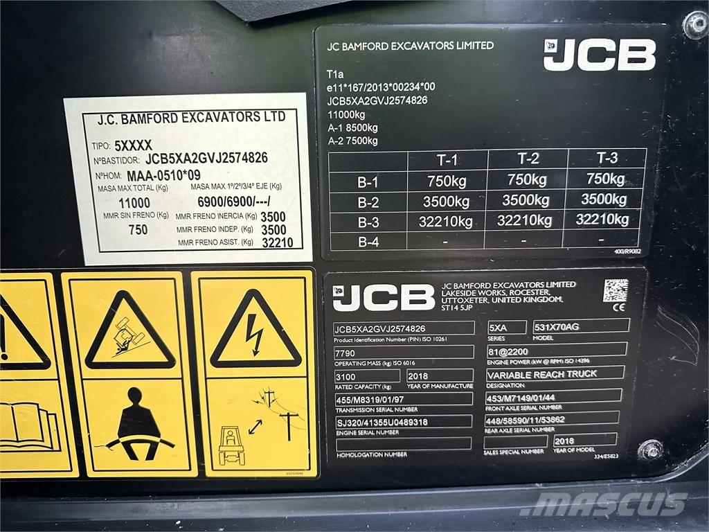 JCB 531-70 Agri Kmetijski teleskopski nakladalci
