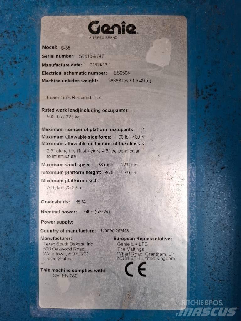 Genie S-85 Teleskopske dvižne ploščadi
