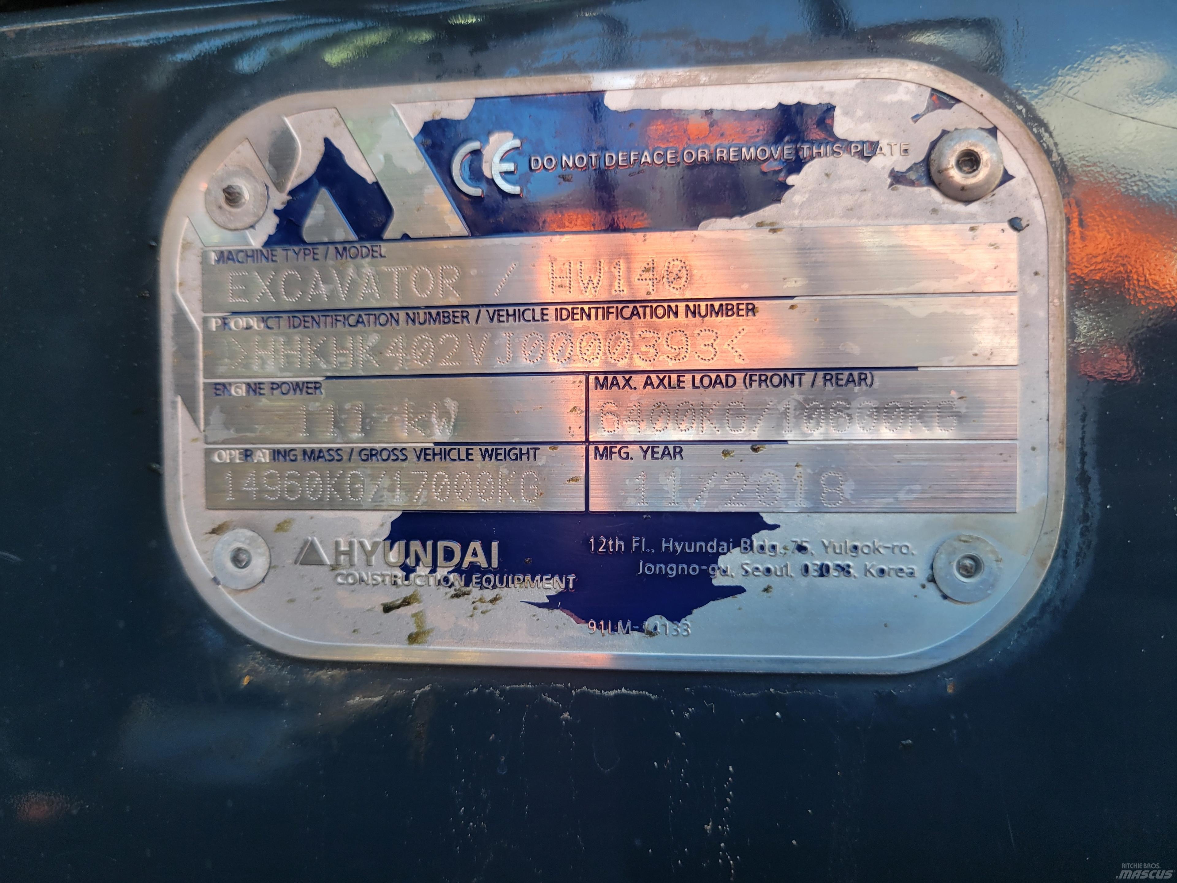 Hyundai HW140 Bagri na kolesih