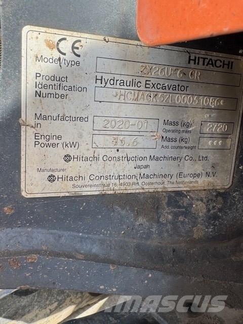 Hitachi ZX 26 U-6 CR Mini bagri <7t