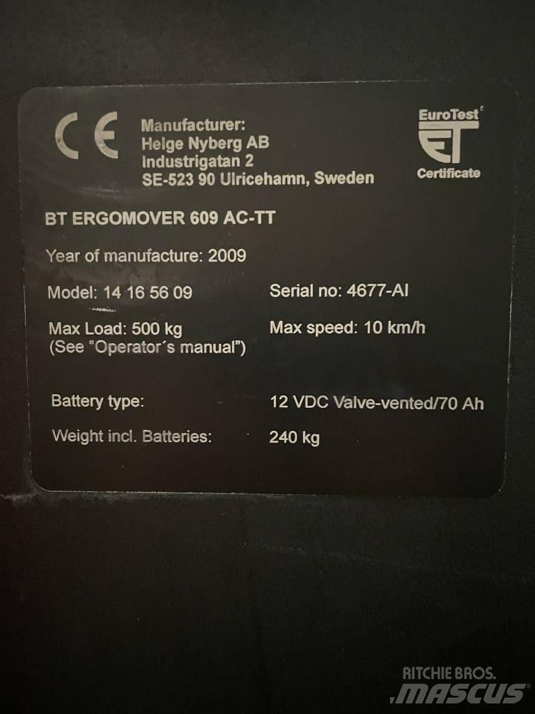 BT 609 AC TT Nizko dvižni komisionirni viličar