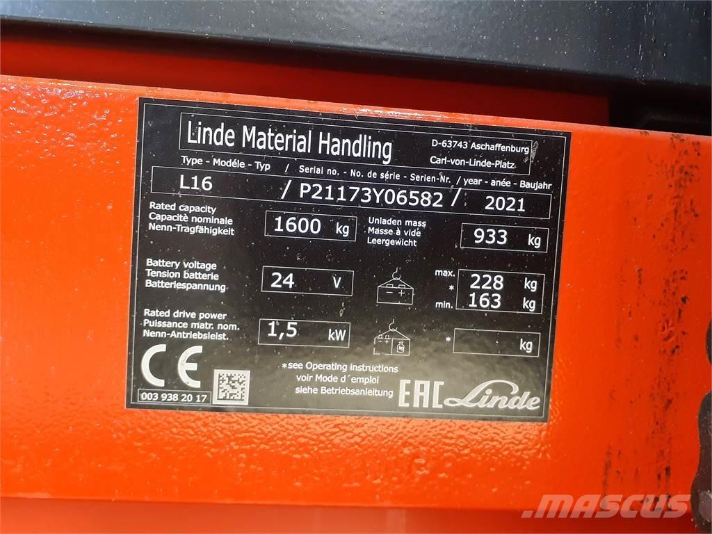 Linde L16i Ročni električni viličar