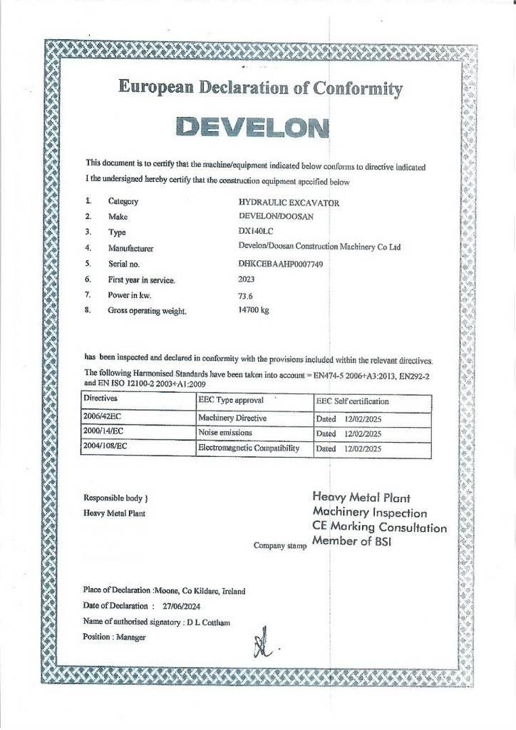 Develon DX140LC Bagri goseničarji