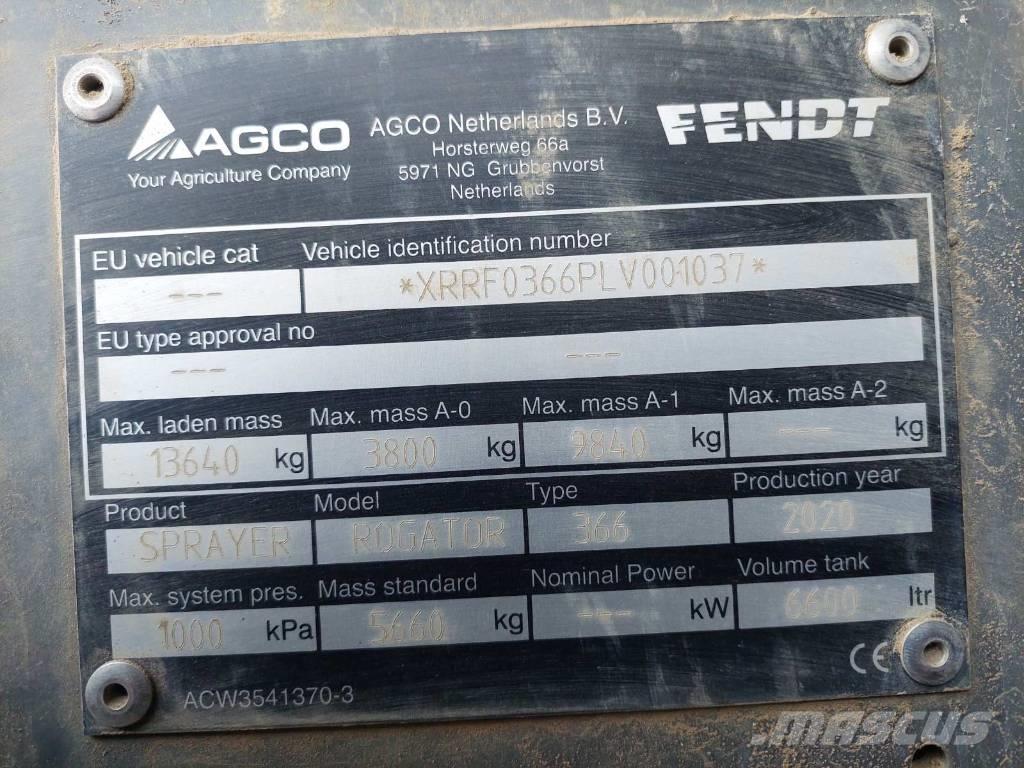 Fendt ROGATOR 366 Vlečne škropilnice