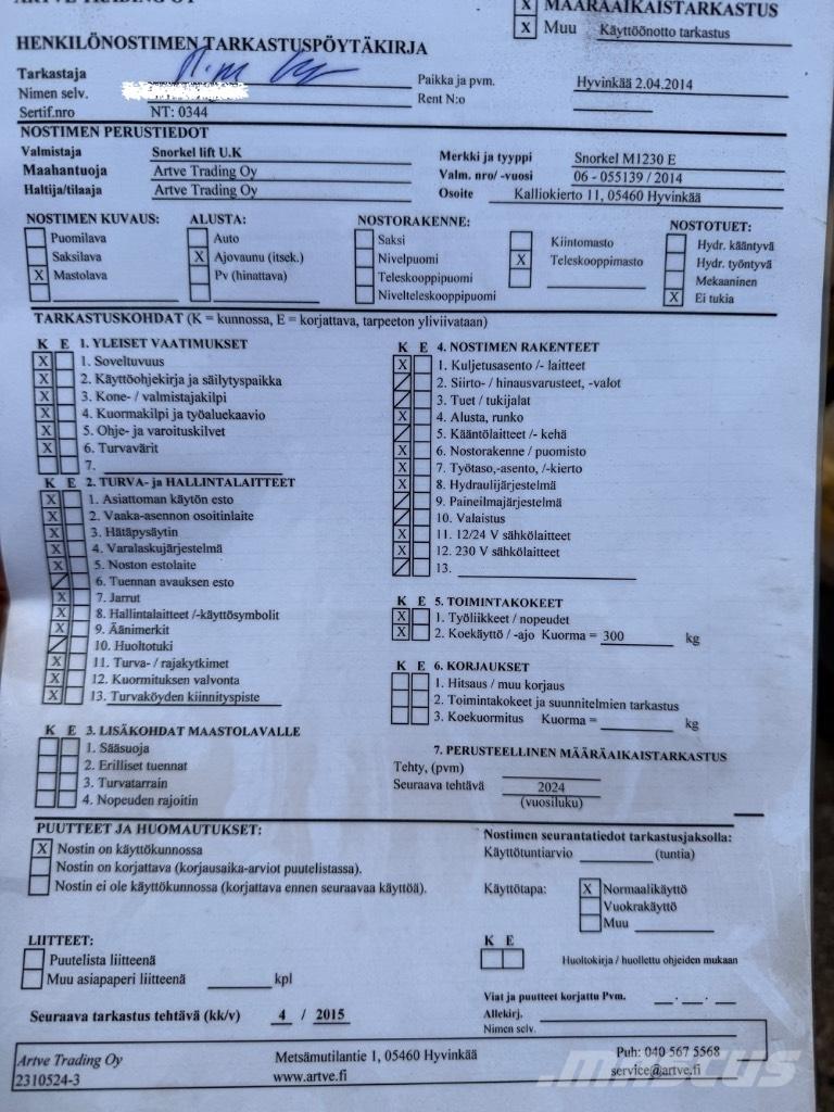 Snorkel M 1230 E Škarjaste dvižne ploščadi