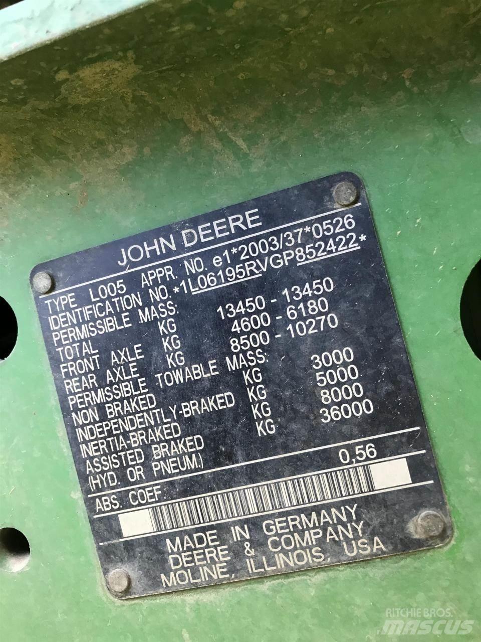 John Deere 6195R Traktorji