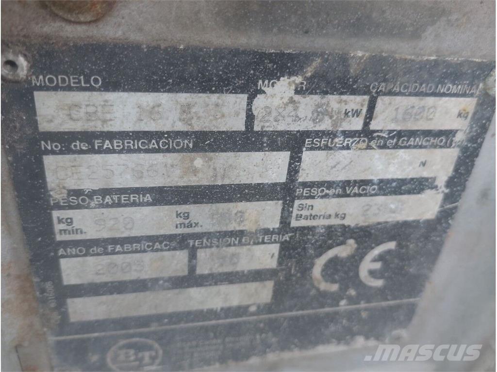 BT CBE1.6F Električni viličarji