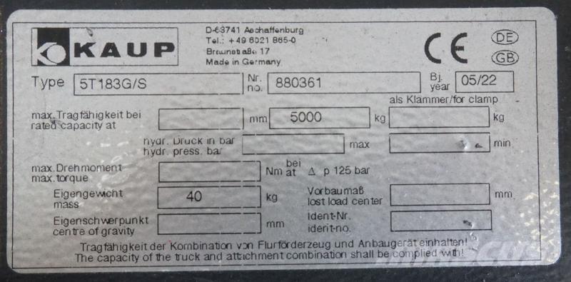 Kaup 5T183G/S Drugi priključki in komponente