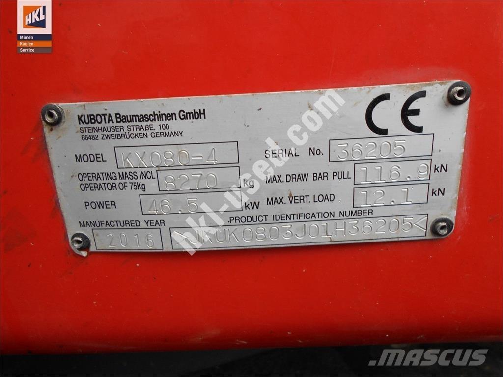Kubota KX 080-4 Mini bagri <7t