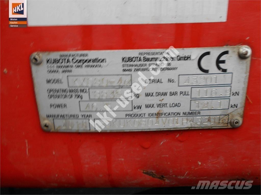Kubota KX 080-4 Mini bagri <7t