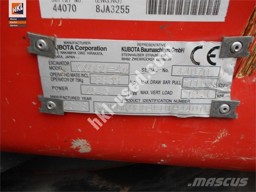 Kubota KX 080-4 Mini bagri <7t