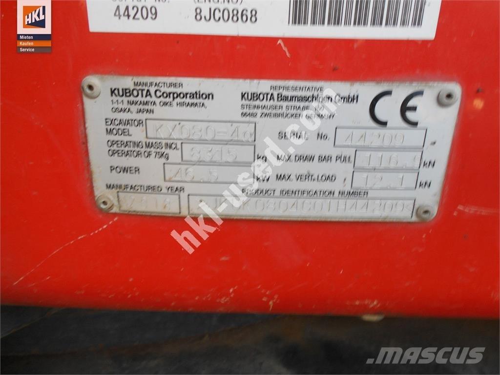Kubota KX 080-4 Mini bagri <7t