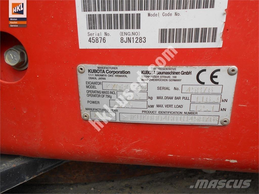 Kubota KX 080-4 Mini bagri <7t