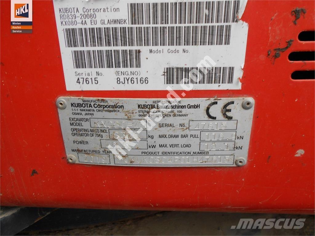 Kubota KX 080-4 Mini bagri <7t