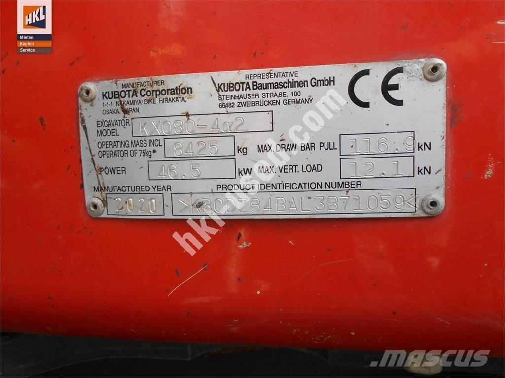 Kubota KX 080-4 Mini bagri <7t