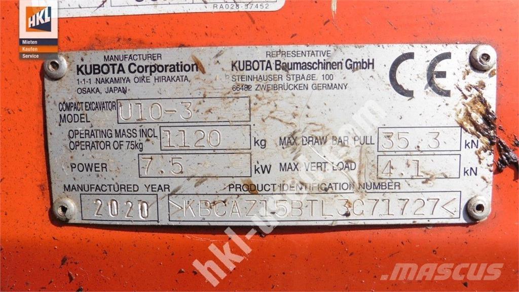 Kubota U 10-3 Mini bagri <7t