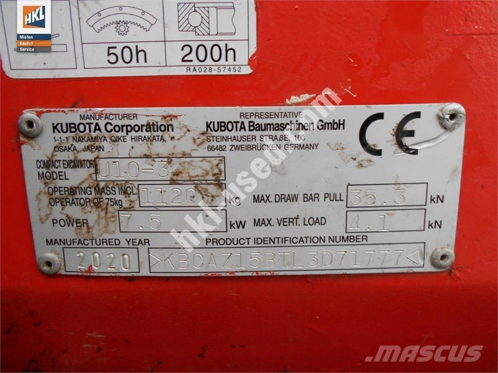 Kubota U 10-3 Mini bagri <7t