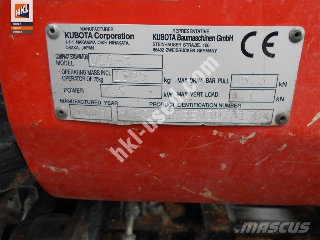 Kubota U 10-3 Mini bagri <7t