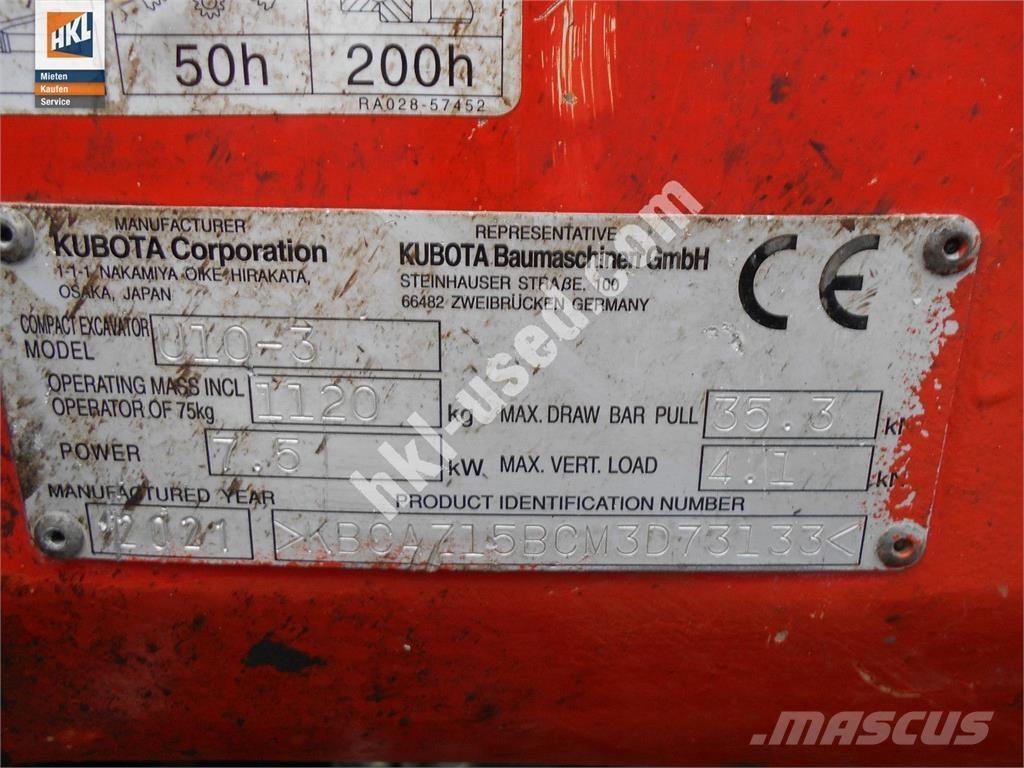 Kubota U 10-3 Mini bagri <7t