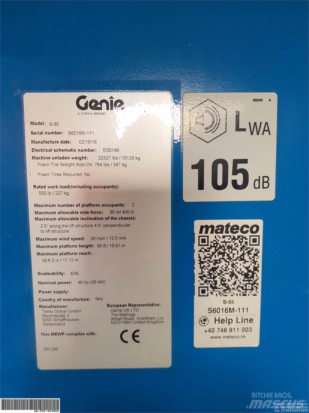 Genie S-65 Zglobne dvižne ploščadi
