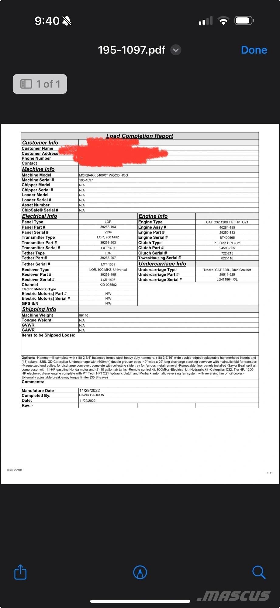 Morbark 6400XT Drugi deli