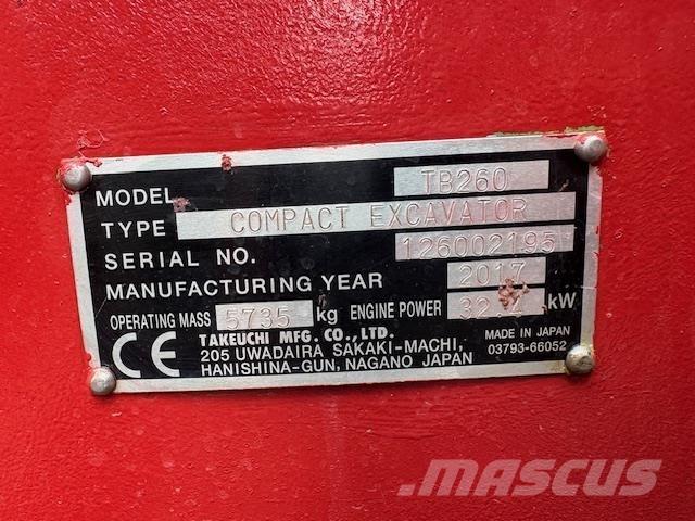 Takeuchi TB260 Midi bagri 7t – 12t