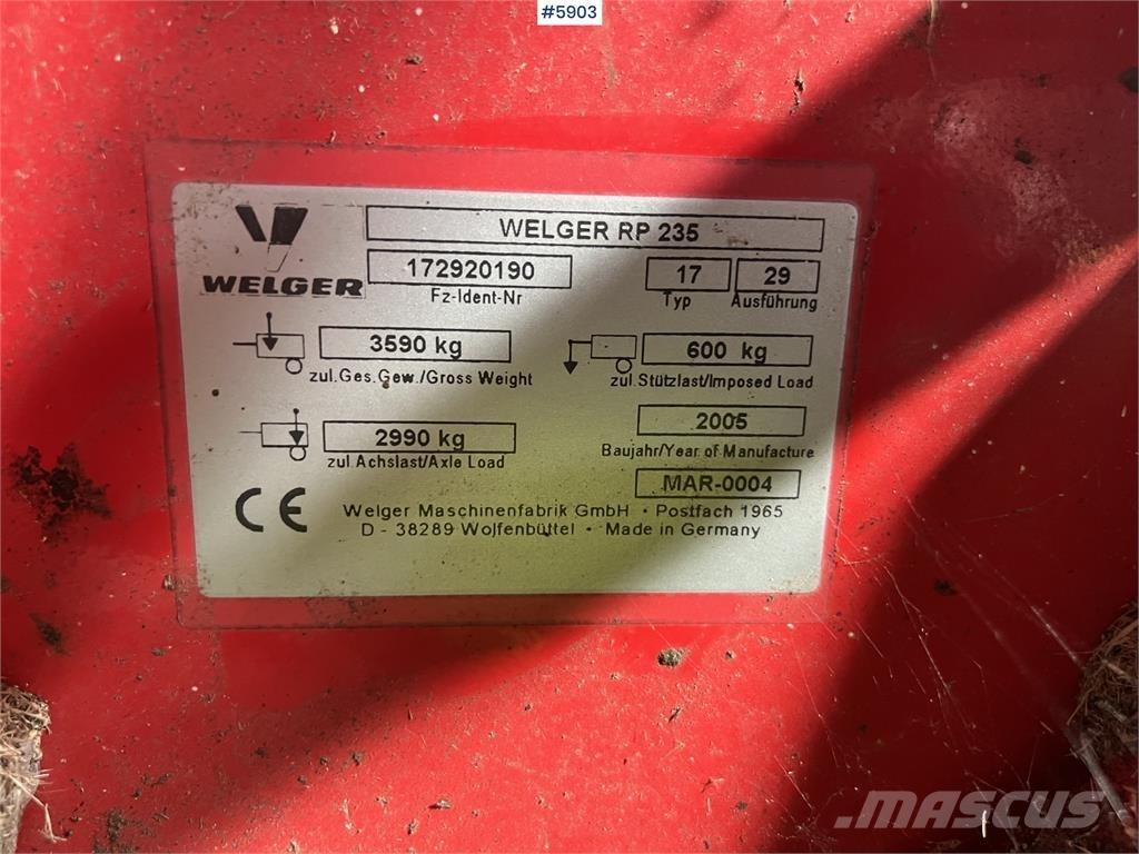 Welger RP 235 Druga oprema za žetev