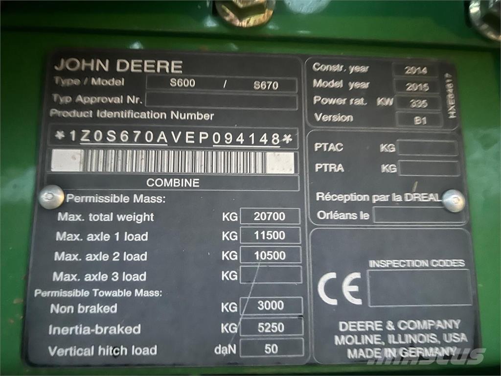 John Deere S670i Kombajni