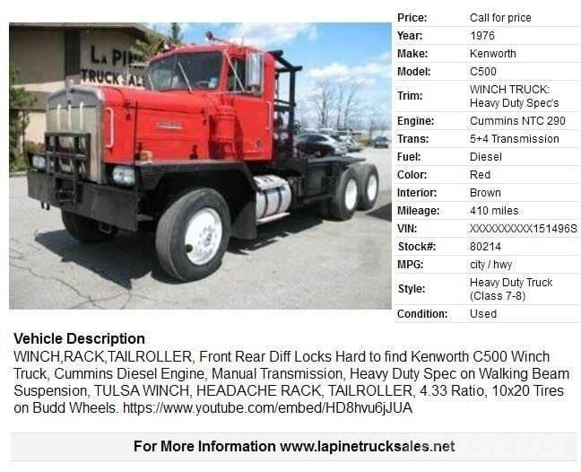 Kenworth C500 Vlečna vozila za tovornjake