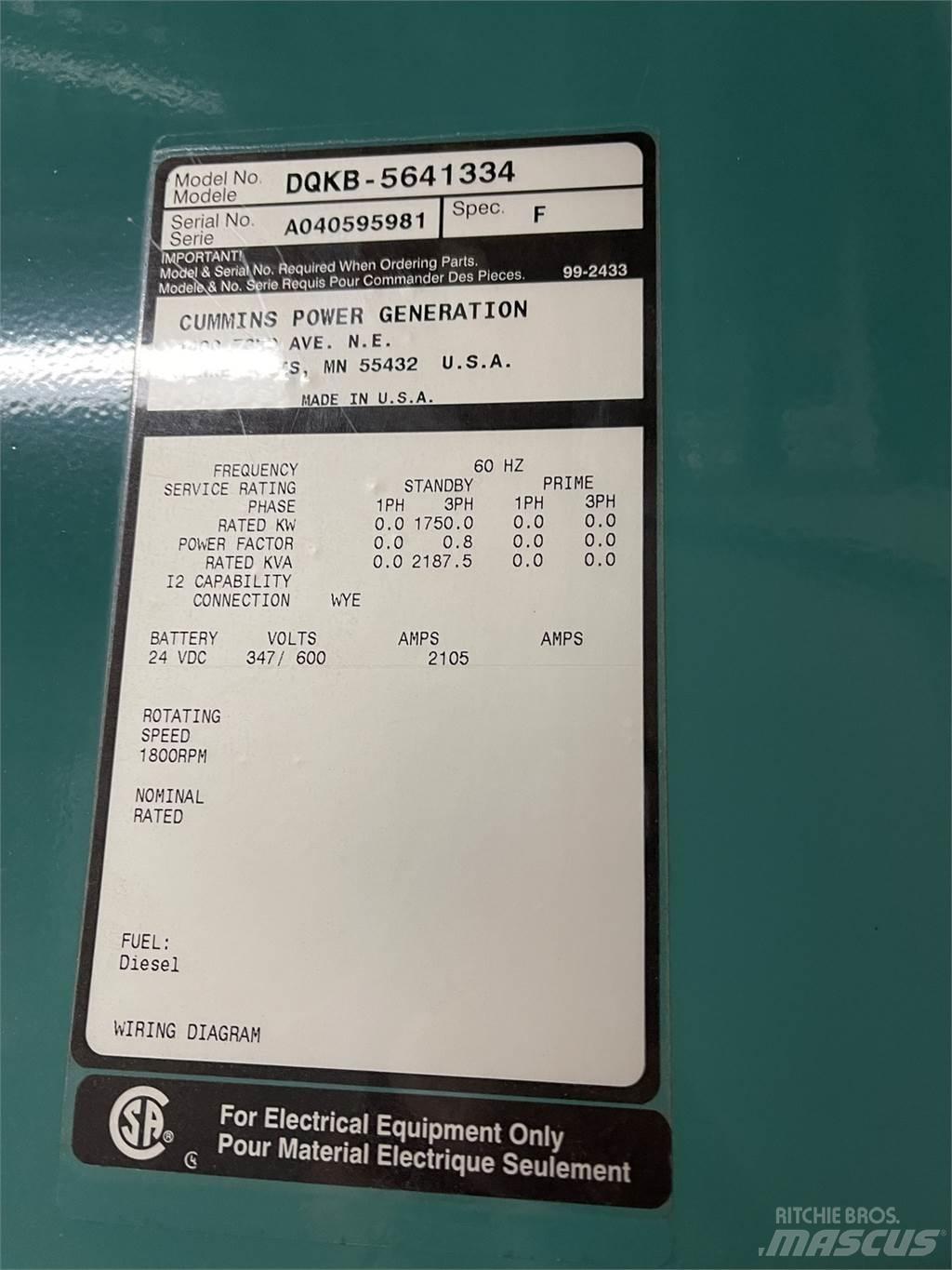 Cummins DQKB-5641334 Dizelski agregati