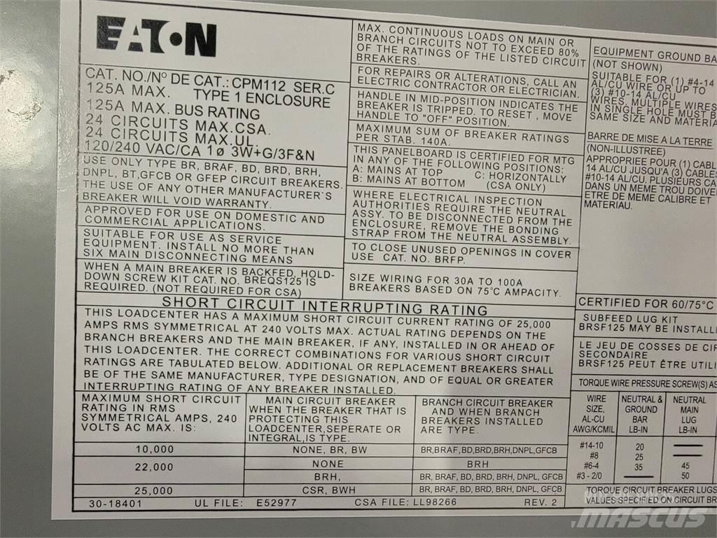 Eaton PM112 Gradbeništvo - drugo