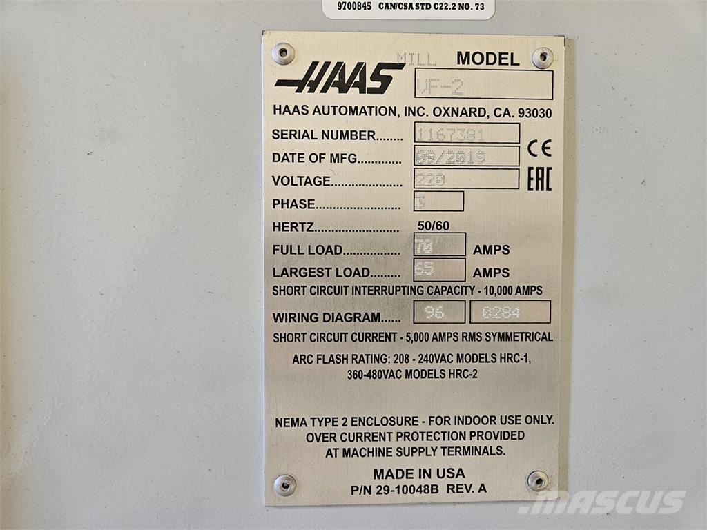 Haas VF-2 Gradbeništvo - drugo