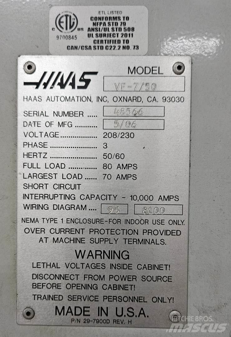Haas VF-7/50 Gradbeništvo - drugo