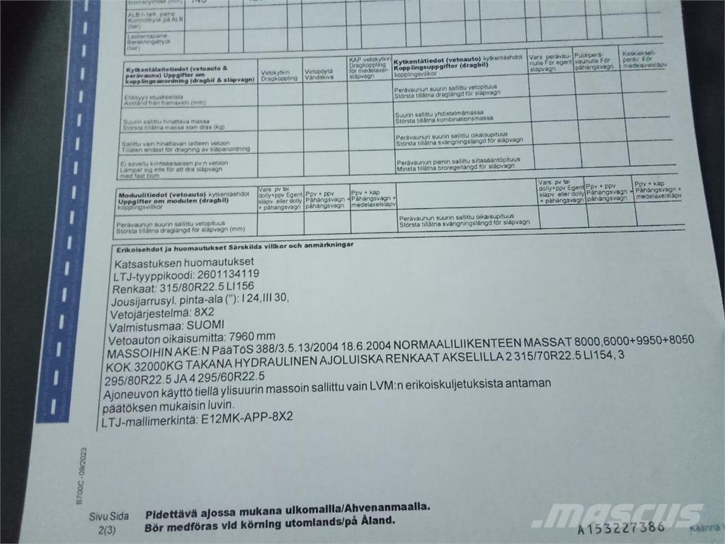 Sisu E12 Tovornjaki za prevoz gozdnih strojev