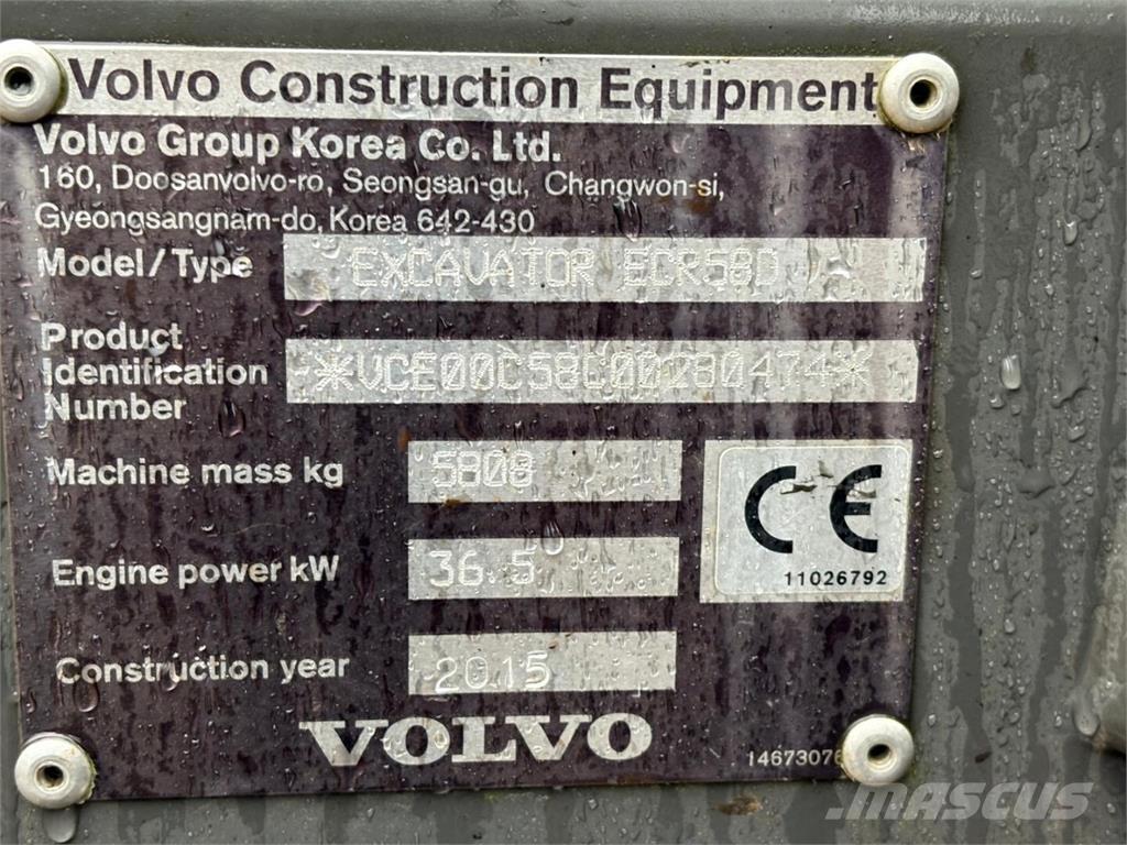 Volvo ECR 58 D Mini bagri <7t