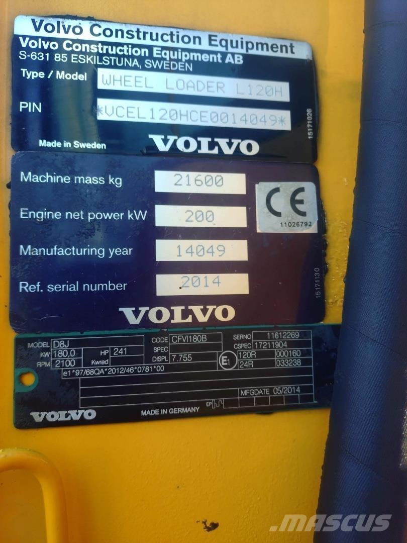 Volvo L120H Kolesni nakladalci