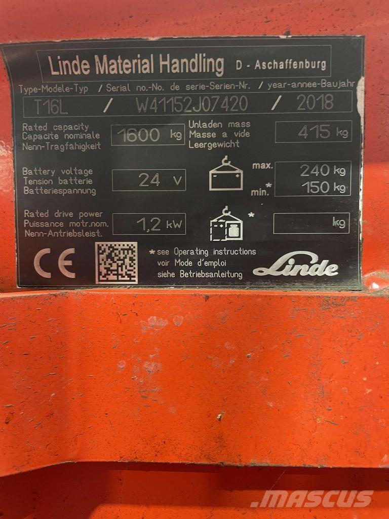 Linde T16L-1152 Električni nizko dvižni viličar