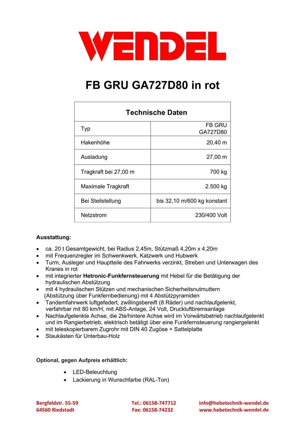 FB GRU GA727D80 Stolpni žerjavi