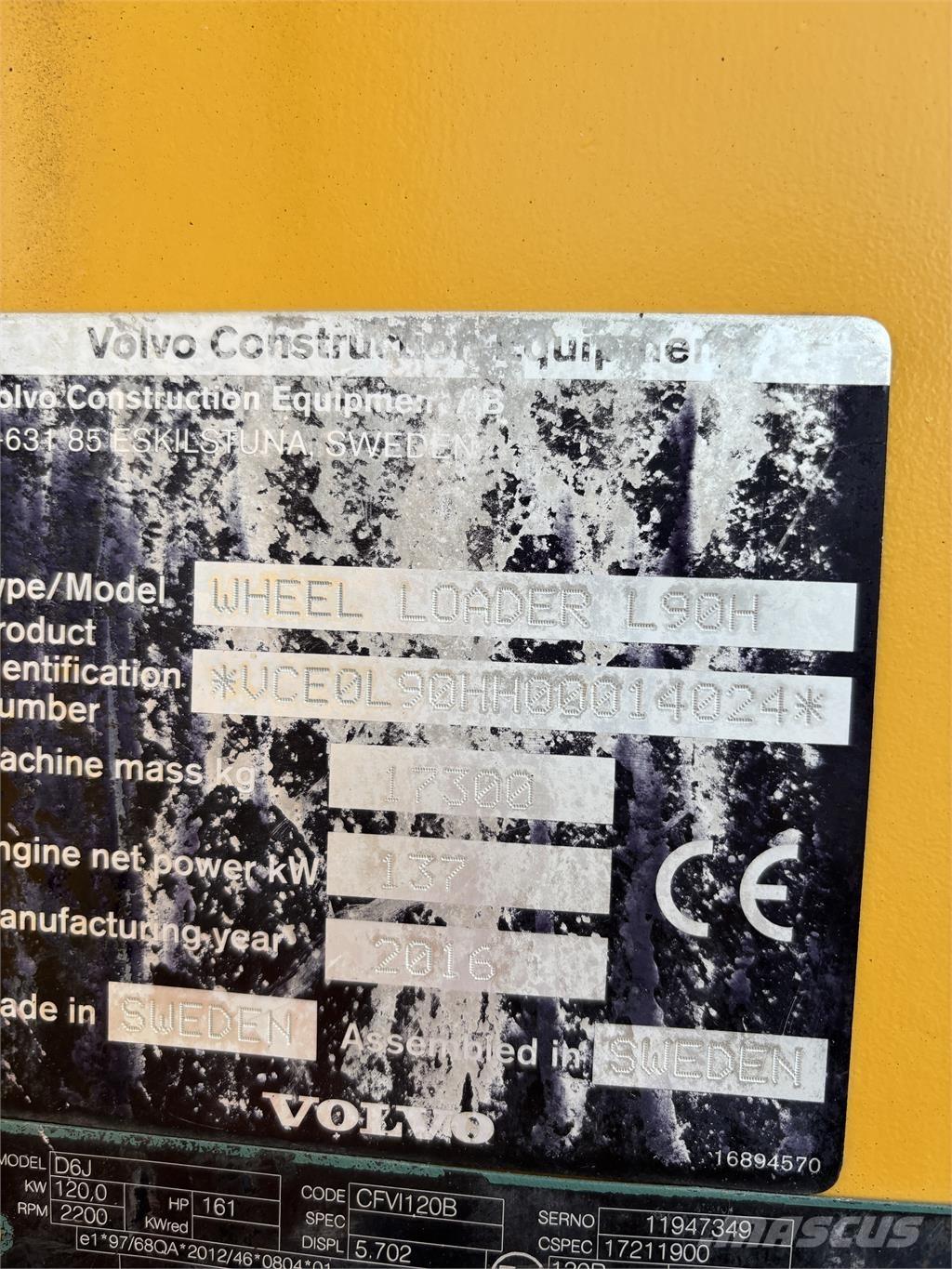 Volvo L90H Kolesni nakladalci