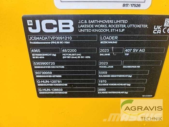JCB 407 AGRI STUFE V Kolesni nakladalci
