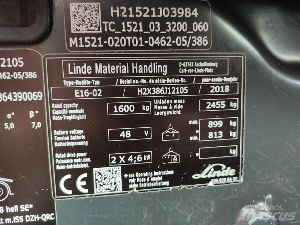Linde E16-02-386-EVO Električni viličarji
