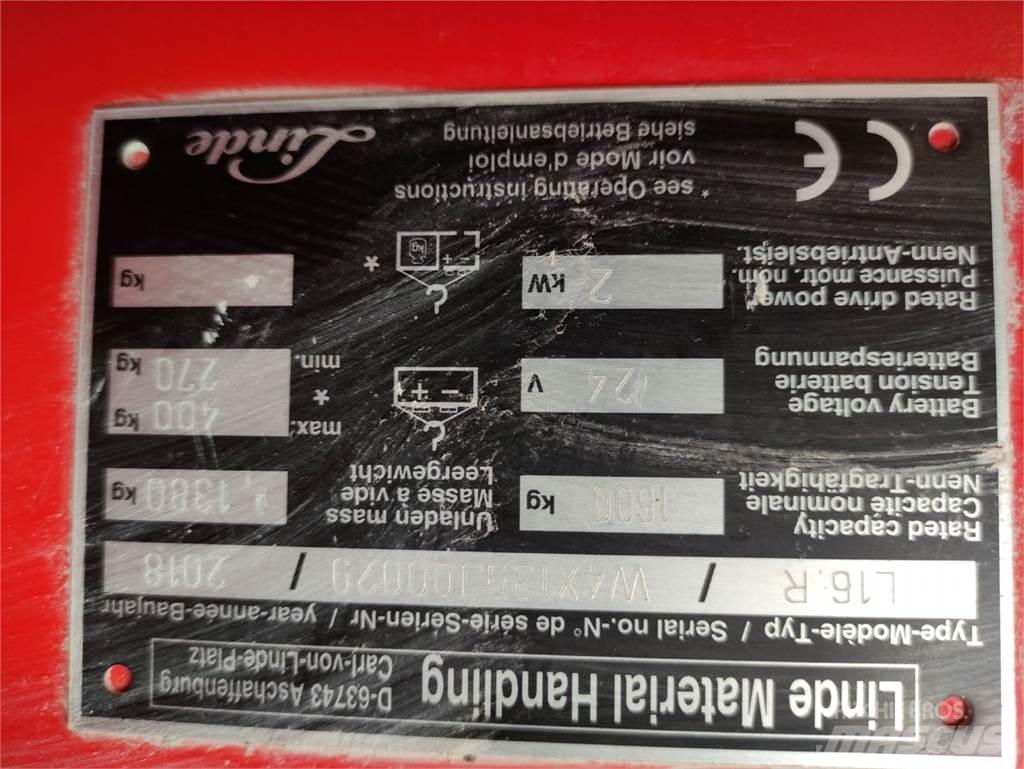 Linde L16 R Ročni električni viličar