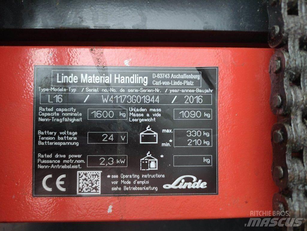 Linde L16i-1173 Ročni električni viličar
