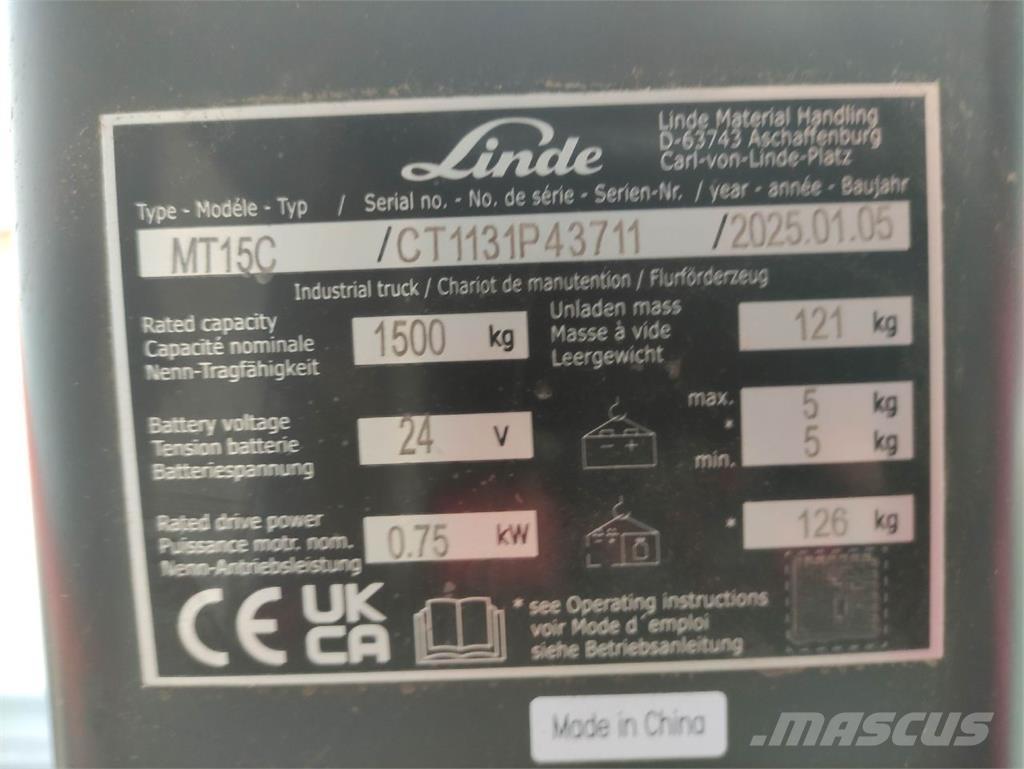 Linde MT15C Električni nizko dvižni viličar