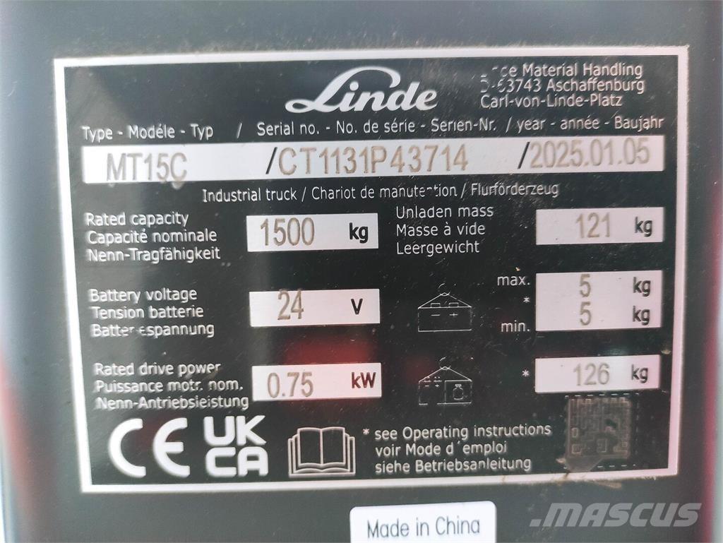Linde MT15C Električni nizko dvižni viličar
