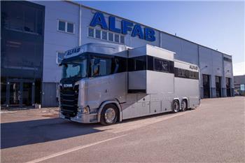 Scania V8 Hästlastbil med uppskjut och utskjut ALFAB