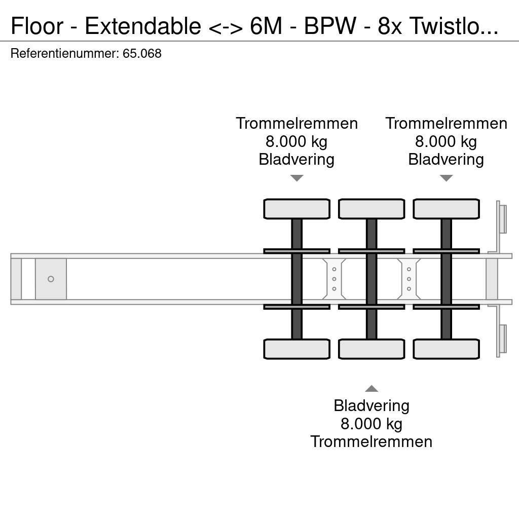Floor - Extendable <-> 6M - BPW - 8x Twistlock - Spring Nizko noseče polprikolice